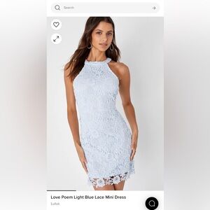 Lulus - Love Poem Light Blue Lace Mini Dress
